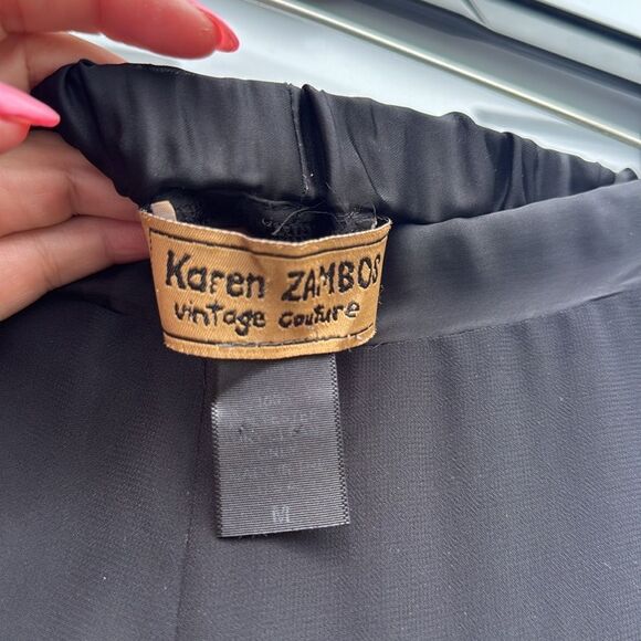 Karen Zambos - Sheer Cover Up Pants - Long Black Pants - Size Medium - Stretch - Picture 3 of 4